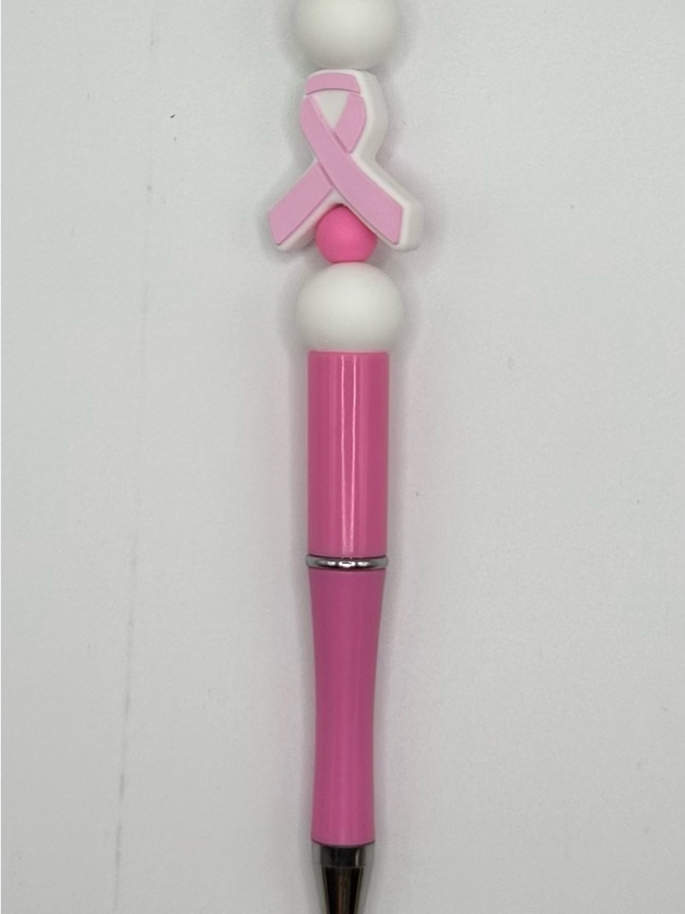 Pink Awareness Ribbon Pen with Bead Charm